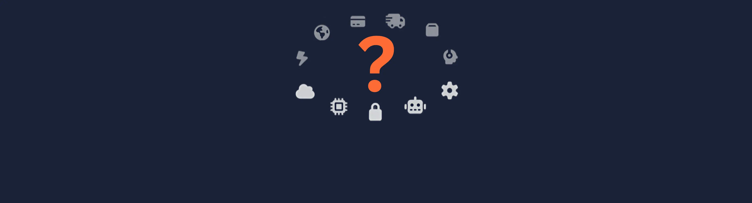 Hero banner section for Techify's FAQs page with clean dark blue background and informative headline about customer support and common questions