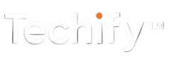 Techify™ logo in white on a transparent background – clean and minimalist brand identity version for dark or colored backgrounds