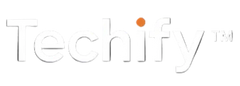 Techify™ logo in white on a transparent background – clean and minimalist brand identity version for dark or colored backgrounds