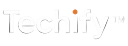Techify™ logo in white on a transparent background – clean and minimalist brand identity version for dark or colored backgrounds